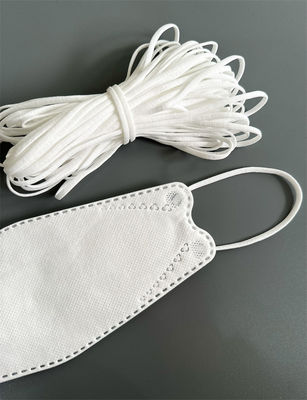 5mm Flat Ear Loop Tali Elastis White Polyester Spandex Earloop Untuk Masker 3D Korea