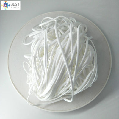Flat Round Earloop Anyaman Band Masker Wajah Mendukung 2.8mm 6.0MM