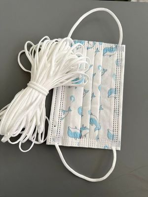 Kabel Elastis Pengait Telinga Datar 2mm 3mm 3.5MM 3/16 &quot;Polyester Untuk Masker Wajah 3ply