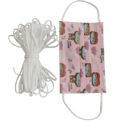 Masker Wajah 3 Lapisan Lingkaran Telinga Datar Kabel Nilon Melar 3.5mm 5.0mm