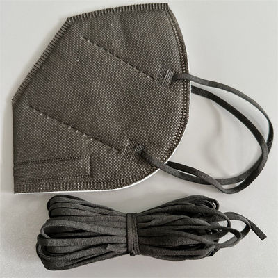 Lingkaran Telinga Elastis Melar 4mm Kabel Datar Spandex Poliester Hitam Untuk Masker Wajah 3D