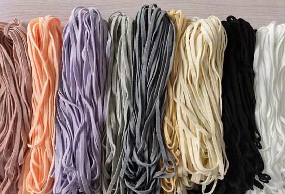 Pabrik Grosir 4MM 5MM Color Flat Elastic Disposable Polyester Earloop